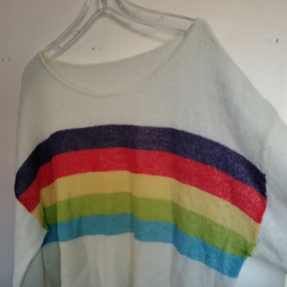 Rainbow striped sweater, thin, 3XL, White, Plus size - Picture 8 of 8
